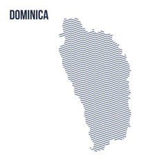 Vector abstract hatched map of Dominica with zig zag lines isolated on a white background.