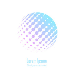 Vector abstract logo halftone design element. Color dotted sphere business logotype