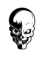 Spooky Skull Face tattoo bumber sticker - clip-art vector illustration