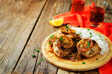 Maroccan lemon chicken with rice