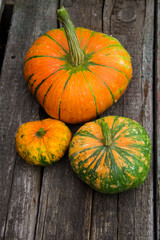 Pumpkin on rustic wooden table