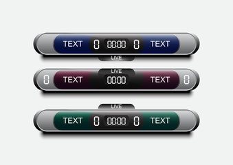 Competition scoreboard soccer design., Sport button element, Banners for football game, Vector
