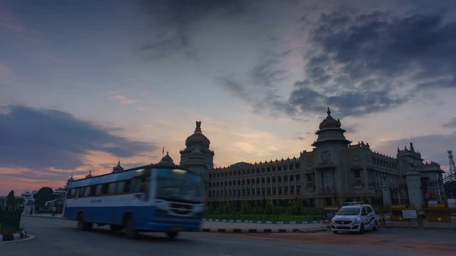 Vidhana Soudha - Bangalore India Day to Night Timelapse