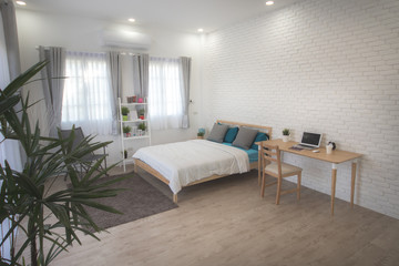 White bedroom interior.