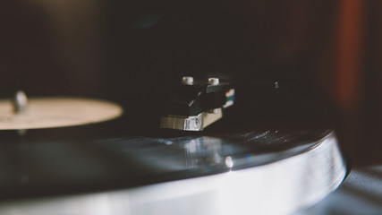 parts of a vinyl player close-up. playing old vinyl records, a culture of vinyl music