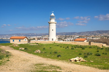 Fototapeta na wymiar Lighthouse in Pathos, Cyprus island, Greece