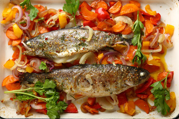 Baked Fish with vegetables