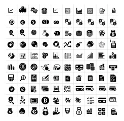 Financial business isolated flat vector icons