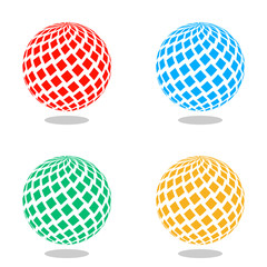 Abstract vector set of 3d sphere. Color vector illustration.