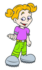 Cheerful Cartoon Girl