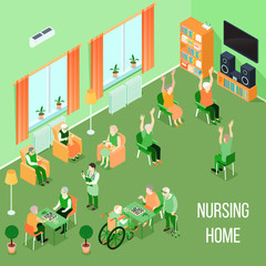 Nursing Home Care Interior Isometric 