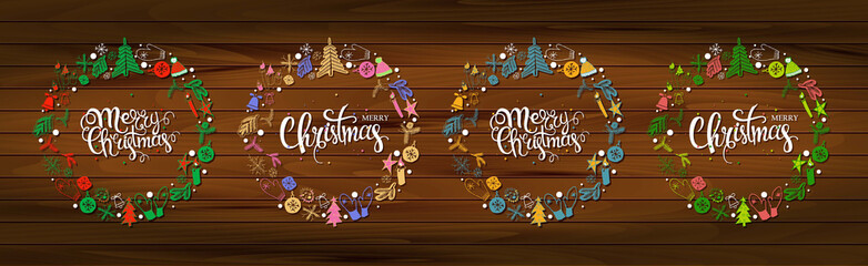 Set Christmas greeting cards