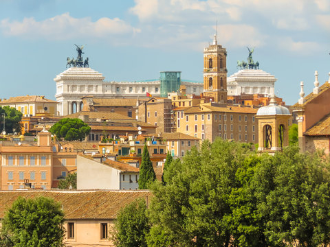 View of roofs and cityscape of Rome, Italy