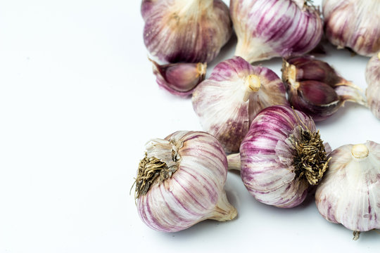 garlic on a white background.