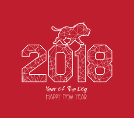 New Years 2018 polygonal line Background. Year of the dog