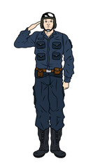 Fototapeta premium Cartoon Soldier Saluting Vector Illustration
