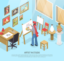 Artist In Studio Isometric Illustration