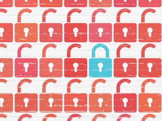 Privacy concept: closed padlock icon on wall background