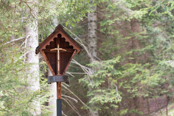 Cross. Popular religion in the woods.