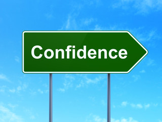 Business concept: Confidence on road sign background