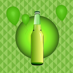 Beer Bottle with Balloons Vector