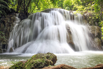 Huay Mae kamin waterfall in National Park Srinakarin, Kanchanaburi, western of Thailand
