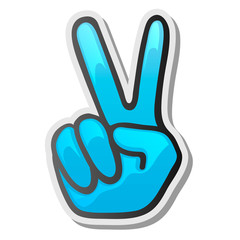 Peace hand gesture sticker, two fingers up