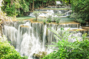 Huay Mae kamin waterfall in National Park Srinakarin, Kanchanaburi, western of Thailand