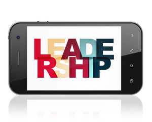 Finance concept: Smartphone with Leadership on  display