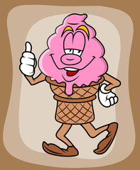 Cartoon Ice Cream Showing Thumbs Up