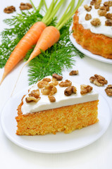 Appetizing piece of carrot cake