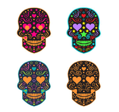 Day of the dead and Halloween skull icons