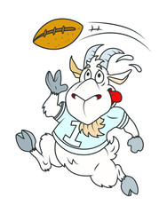 Cartoon Sheep Playing Rugby - clip-art vector illustration