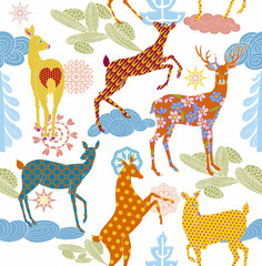 Christmas and New Year seamless Pattern, decorations 