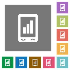 Mobile signal strength square flat icons