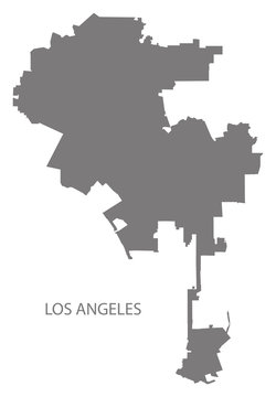 Los Angeles city map grey illustration silhouette shape