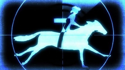holographic retro futuristic countdown with cowboy on horse on black background new quality universal motion dynamic animated colorful joyful cool video footage loop - Powered by Adobe