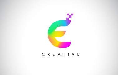 E Colorful Logo Letter Design Vector. Creative Rainbow Gradient Letter Icon