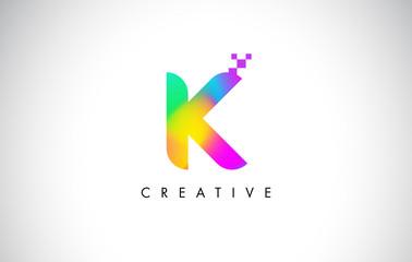 K Colorful Logo Letter Design Vector. Creative Rainbow Gradient Letter Icon