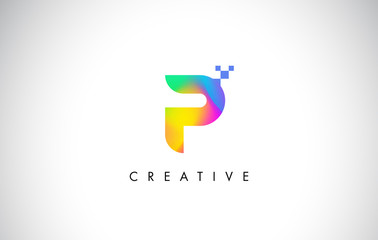 P Colorful Logo Letter Design Vector. Creative Rainbow Gradient Letter Icon