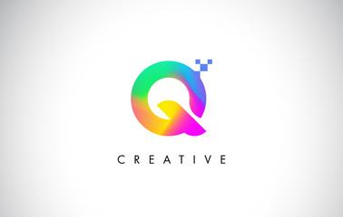 Q Colorful Logo Letter Design Vector. Creative Rainbow Gradient Letter Icon