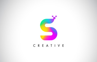 S Colorful Logo Letter Design Vector. Creative Rainbow Gradient Letter Icon