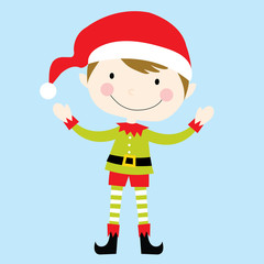 Flat illustration of happy elf celebrating christmas