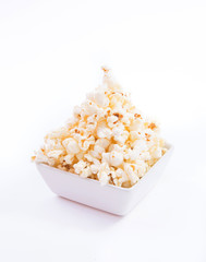 Bowl of popcorn, isolated