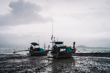 fishing boat ont the beach koh lanta 