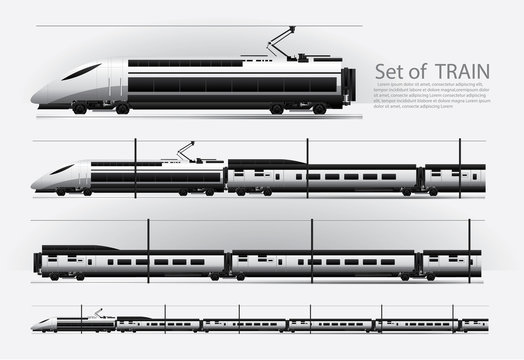 High speed train on a rail road Vector illustration