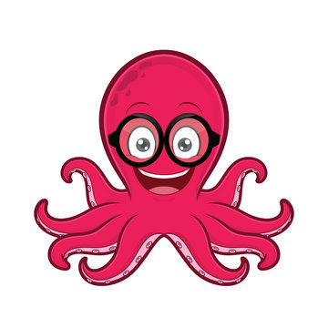 Octopus geek wearing glasses