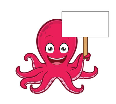 Octopus holding blank sign