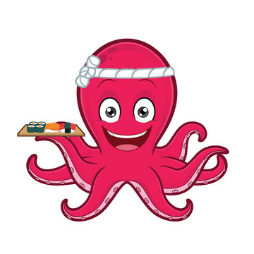 Octopus holding sushi plate