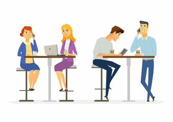 Collegues on a lunch break - modern cartoon people characters illustration
